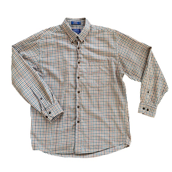 Pendleton Other - Pendleton Shirt Men L Merino Wool Pima Cotton Plaid Canterbury Cloth Button Down